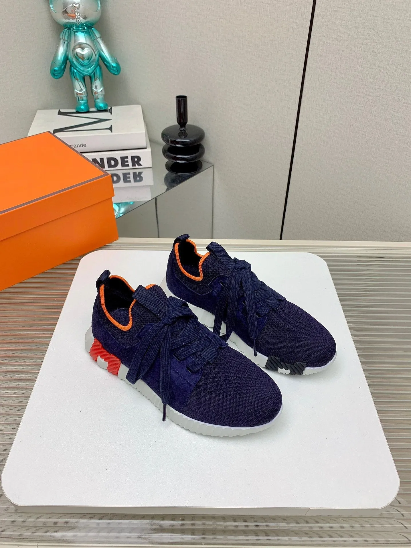 HM Depart Slip-on Sneaker In Navy Blue Woven Fabric 106330