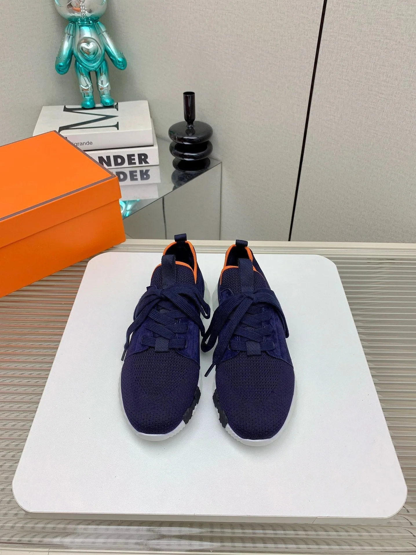 HM Depart Slip-on Sneaker In Navy Blue Woven Fabric 106330