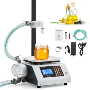 Honey Filling Machine 50-5000g,Automatic Weighing Paste Liquid Filler Machine 120v 120W,Gear Pump Digital Control Bottle Filling Machine for Pear Syrup,Peanut Butter,High Viscous Liquids