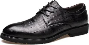 HOOENG Dress Oxford Formal Shoes for Men Lace Up Plaid Derby Shoes Leather Low Top Rubber Sole Slip Resistant Block Heel Wedding