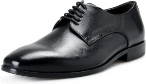 Hugo Boss Men's Highline_Derb_pr1 Black Textured Leather Derby Shoes US 7.5 IT 40.5