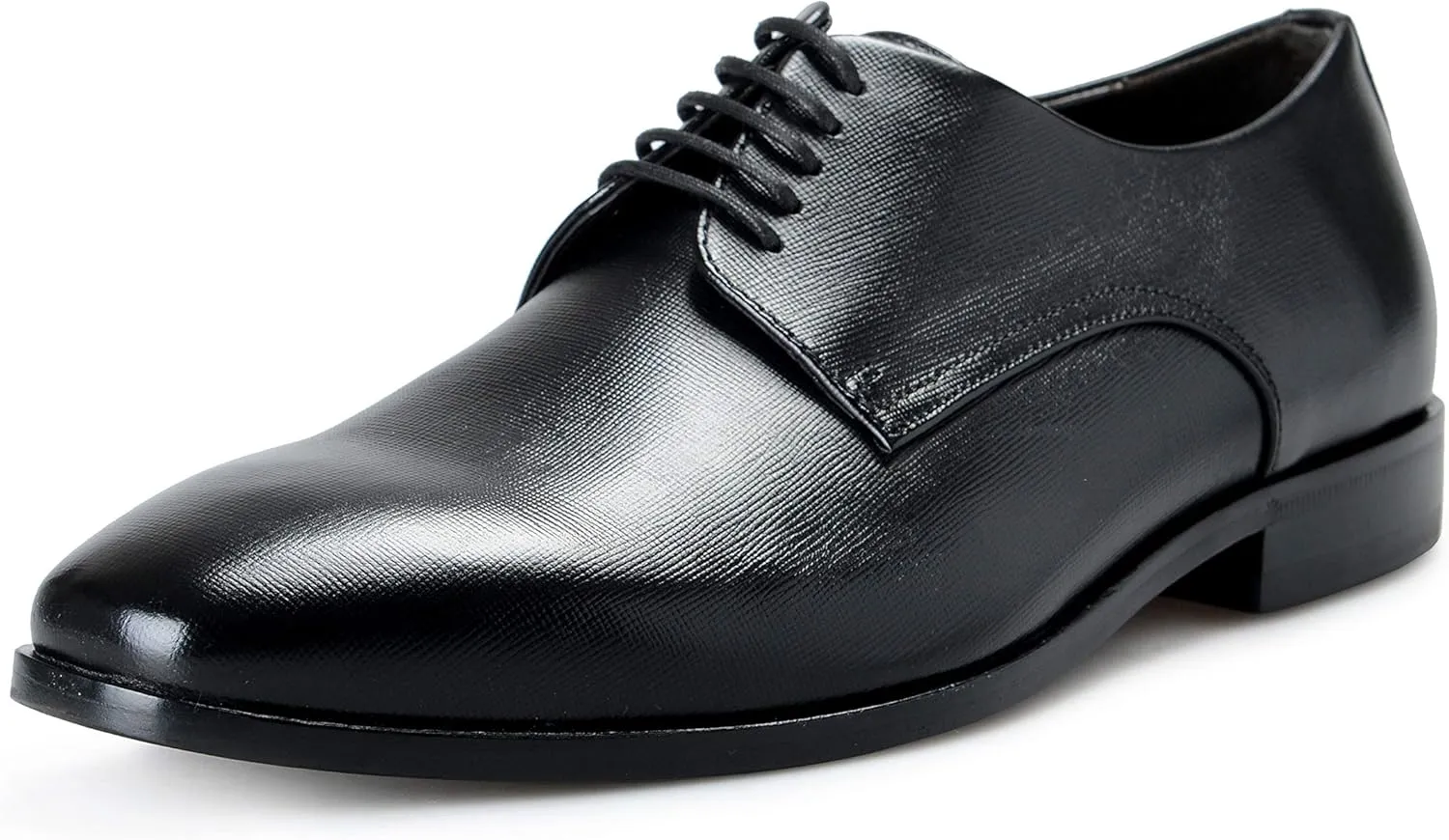 Hugo Boss Men's Highline_Derb_pr1 Black Textured Leather Derby Shoes US 7.5 IT 40.5
