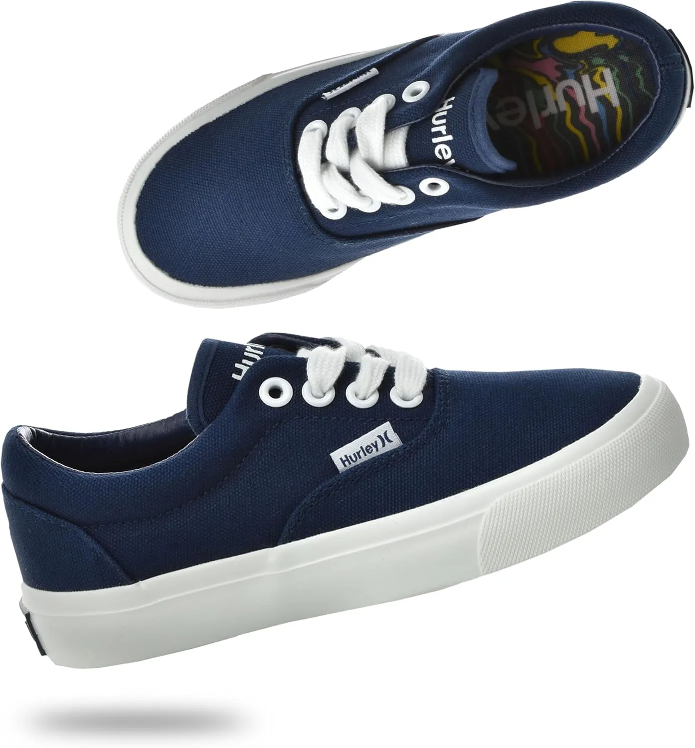 Hurley Marley Kids Lace Up Canvas Sneakers – Low Cut Skateboarding Shoes for Kids, Sports Shoes for Boys and Girls