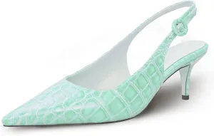 iadore Women Pointed Toe Kitten Heel Slingback Comfort Slip On Dress Pump Shoes