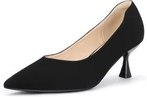IDIFU IN3 Women's Pumps Kitten Closed Toe Heels Low Pointed Toe Heels Wedding Bridal Office Formal Work Prom Dress Shoes for Women Comfortable Dressy Trendy Cute Pumps Shoes