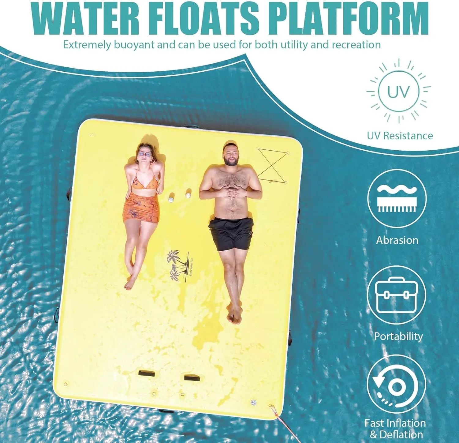 Inflatable Floating Dock, Floating Island Raft with Water Ramp for Dogs, Inflatable Dog Float, Multi-Person Air Dock Platform for Lakes, Pools, and Oceans, 6FT/ 8FT/ 10FT