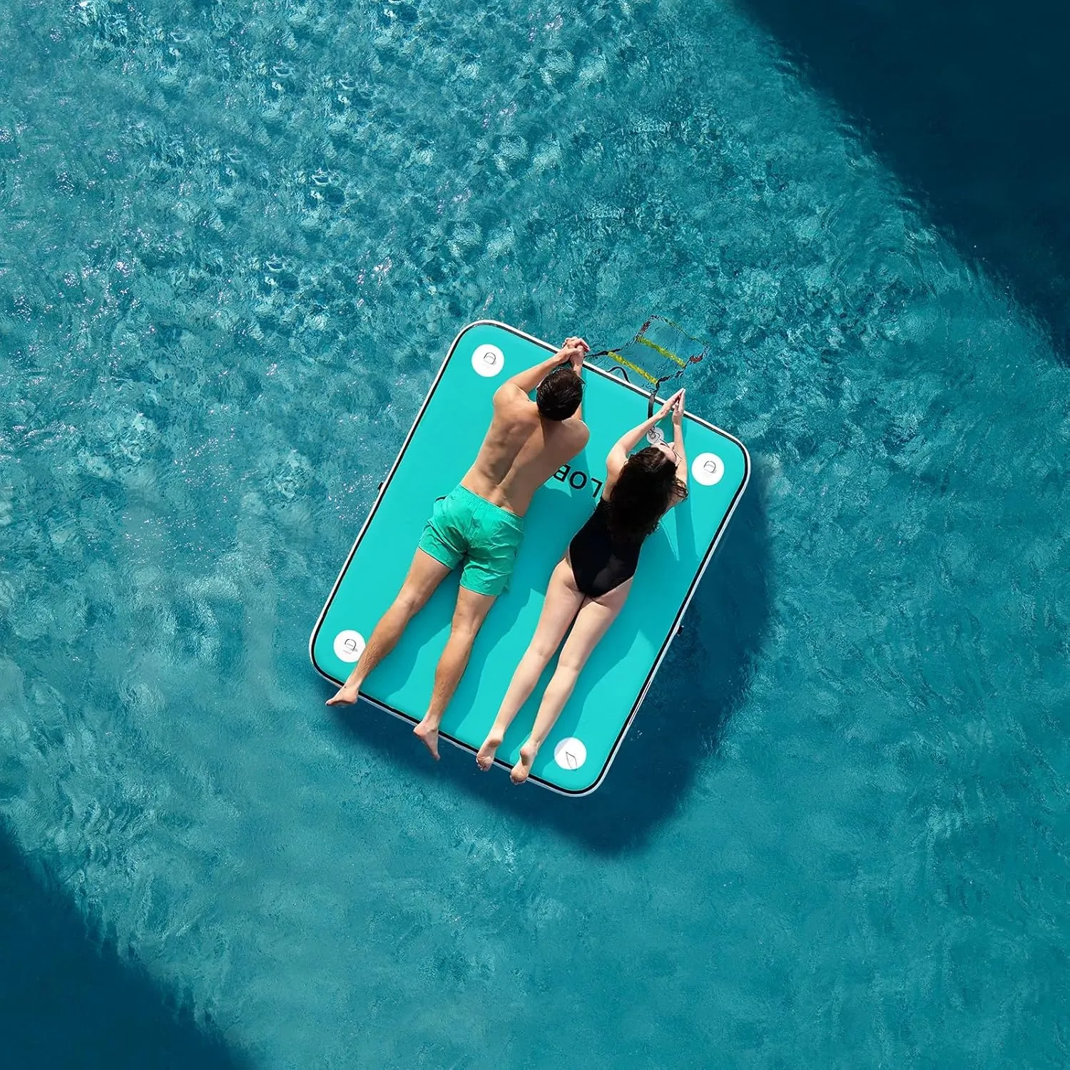 Inflatable Floating Dock, Lake Floats for Adults Floating Raft Water Platform with Detachable Ladder for Lake