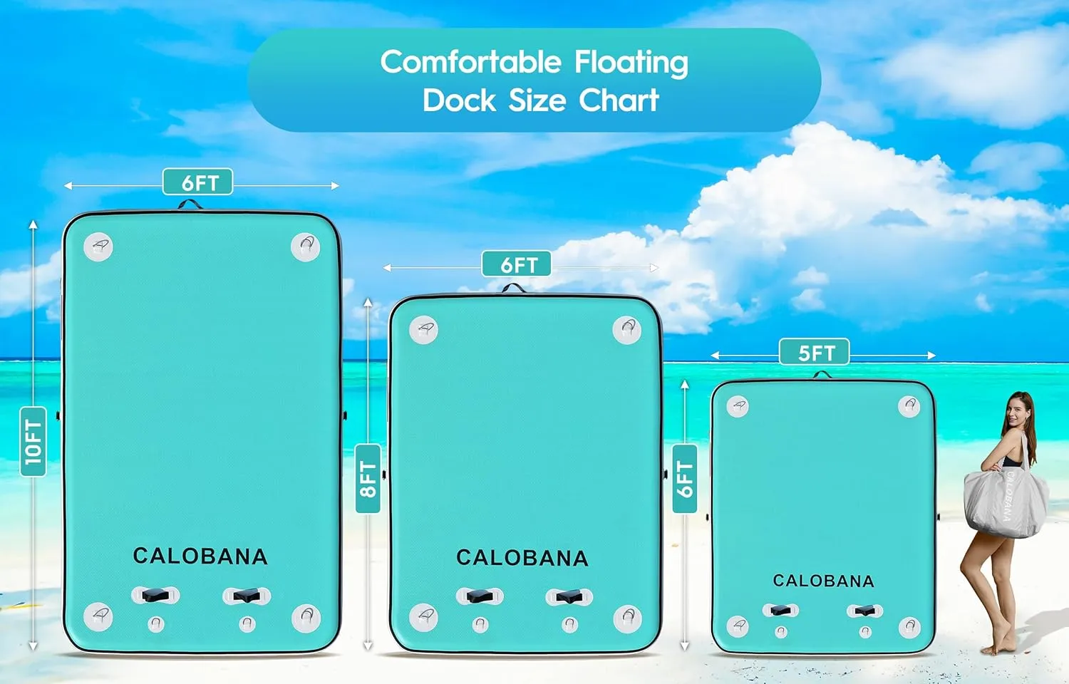 Inflatable Floating Dock, Lake Floats for Adults Floating Raft Water Platform with Detachable Ladder for Lake