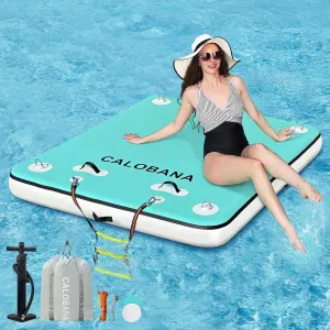 Inflatable Floating Dock, Lake Floats for Adults Floating Raft Water Platform with Detachable Ladder for Lake