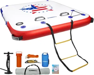 Inflatable Floating Dock Platform, 5FT/ 6FT/ 8FT/ 10FT/ 12FT Air Dock Platform Floating Island Raft with None-Slip Surface, 6in Thick Water Floating Dock Mat for Swimming Pool Lake Beach Ocean
