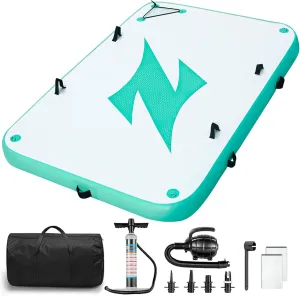 Inflatable Floating Dock Platform, Floating Island for Lake, 6 inch Thickness, Enlarged & Non-Slip Inflatable Dock Kit for River/Pool/Beach/Ocean, Water Mat Swim Raft for Adults Kids Dogs