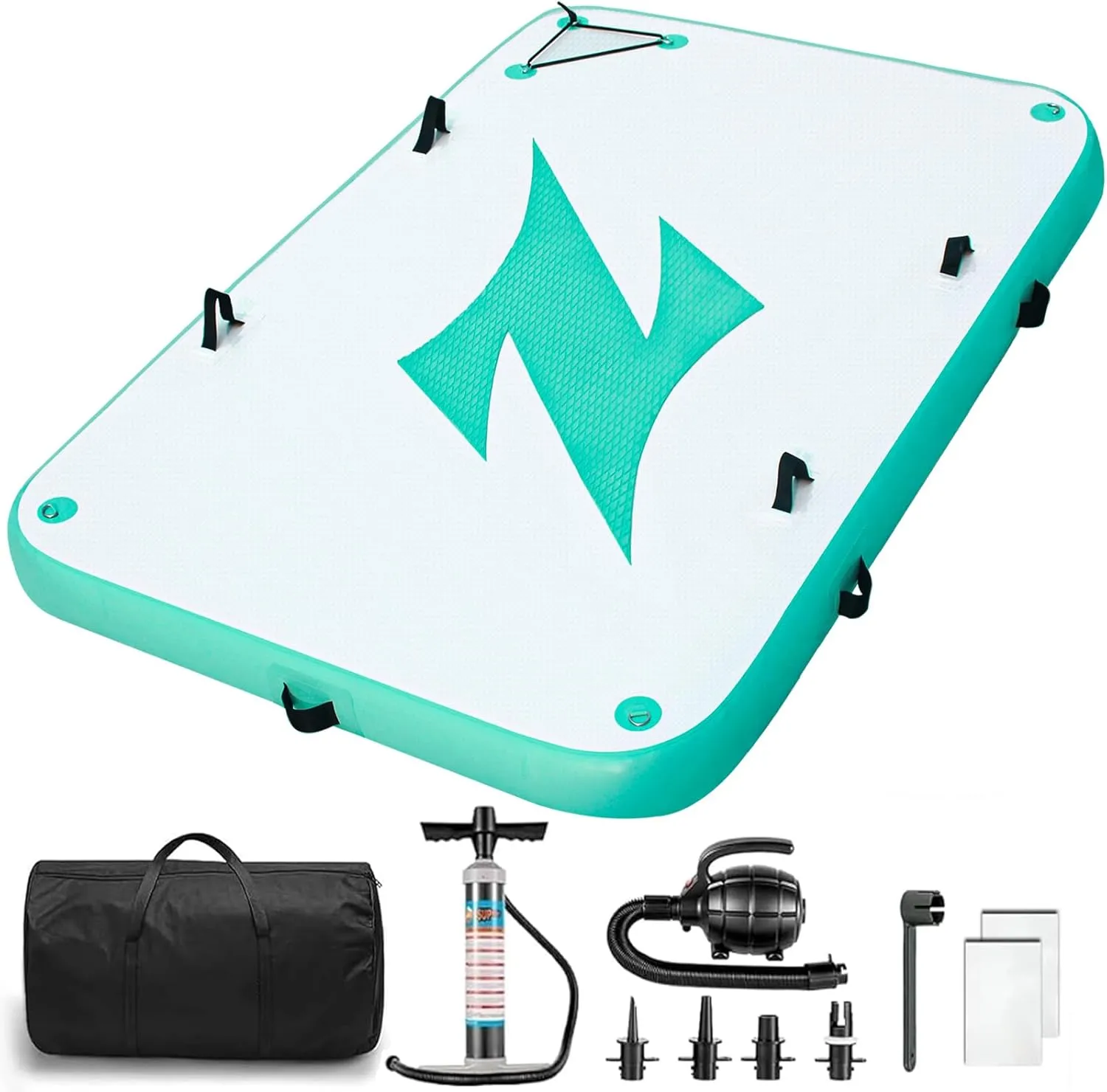 Inflatable Floating Dock Platform, Floating Island for Lake, 6 inch Thickness, Enlarged & Non-Slip Inflatable Dock Kit for River/Pool/Beach/Ocean, Water Mat Swim Raft for Adults Kids Dogs