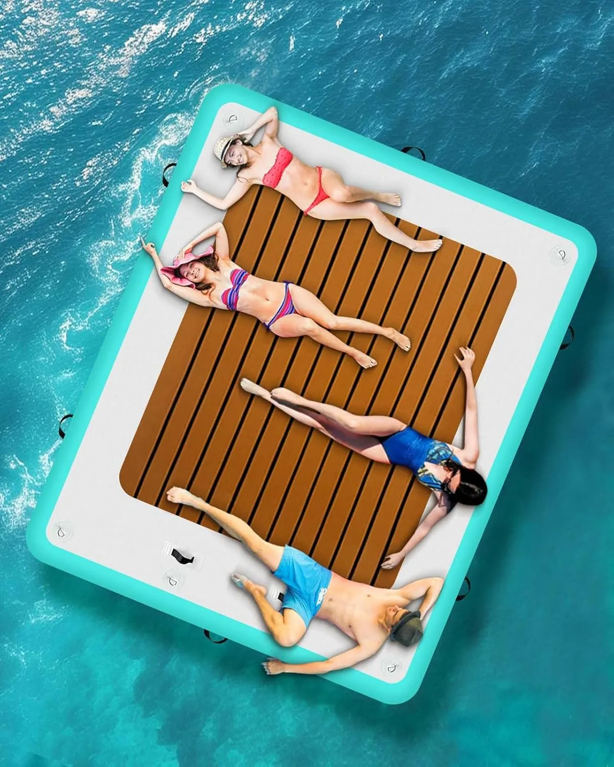 Inflatable Floating Dock Platform for Lake Sea Swimming Pool Water Boat 6.6ft/8.2ft/10ft/12ft Raft Island Floats with Storage Bag