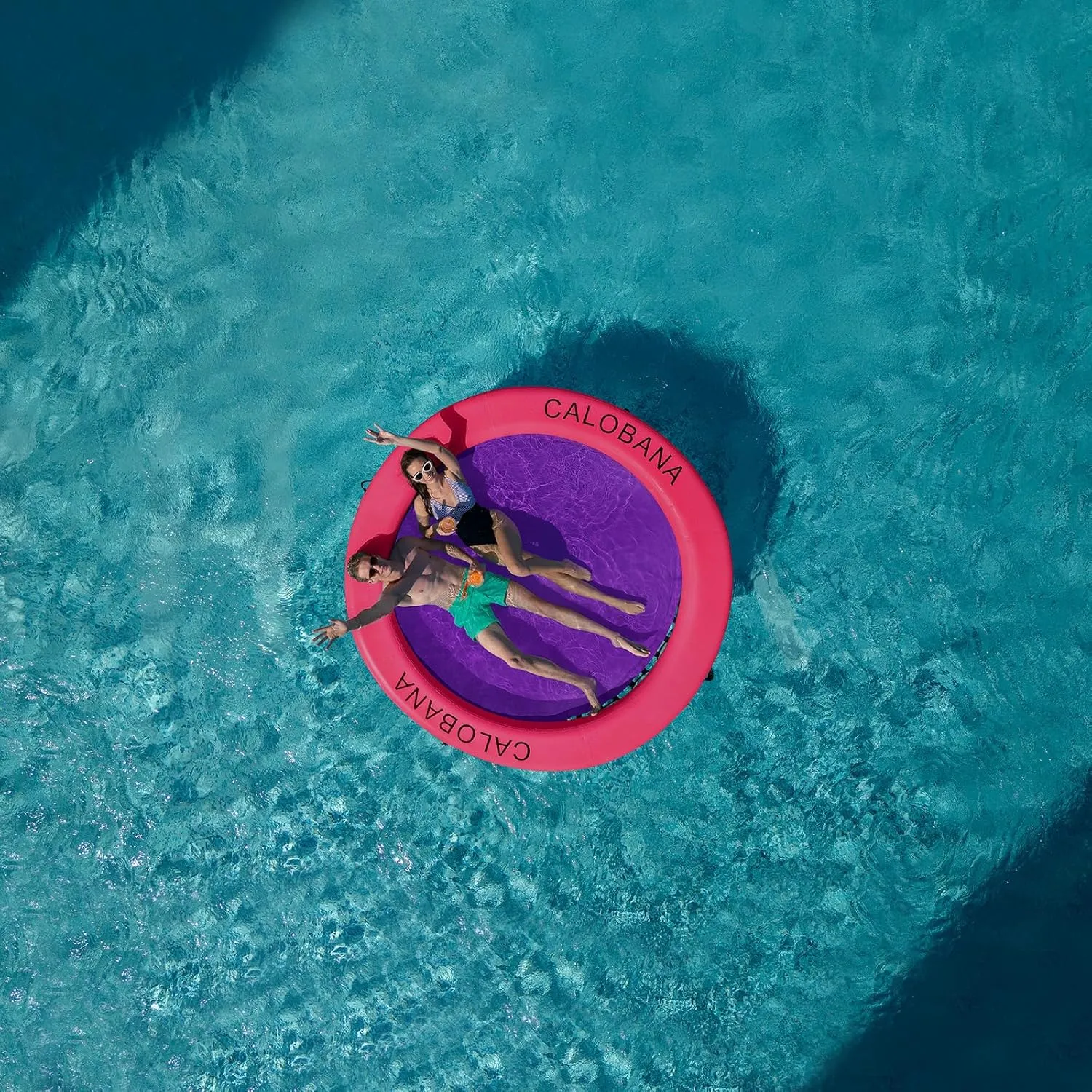 Inflatable Floating Dock Platform, Multi-People Round Water Hammock lsland Raft Tanning Float with Carrying Bag for Pool Lake Beach Party