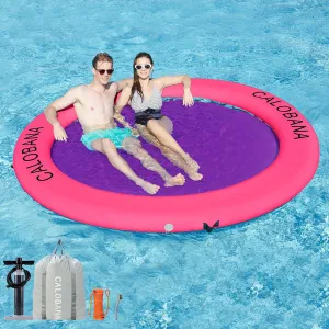 Inflatable Floating Dock Platform, Multi-People Round Water Hammock lsland Raft Tanning Float with Carrying Bag for Pool Lake Beach Party
