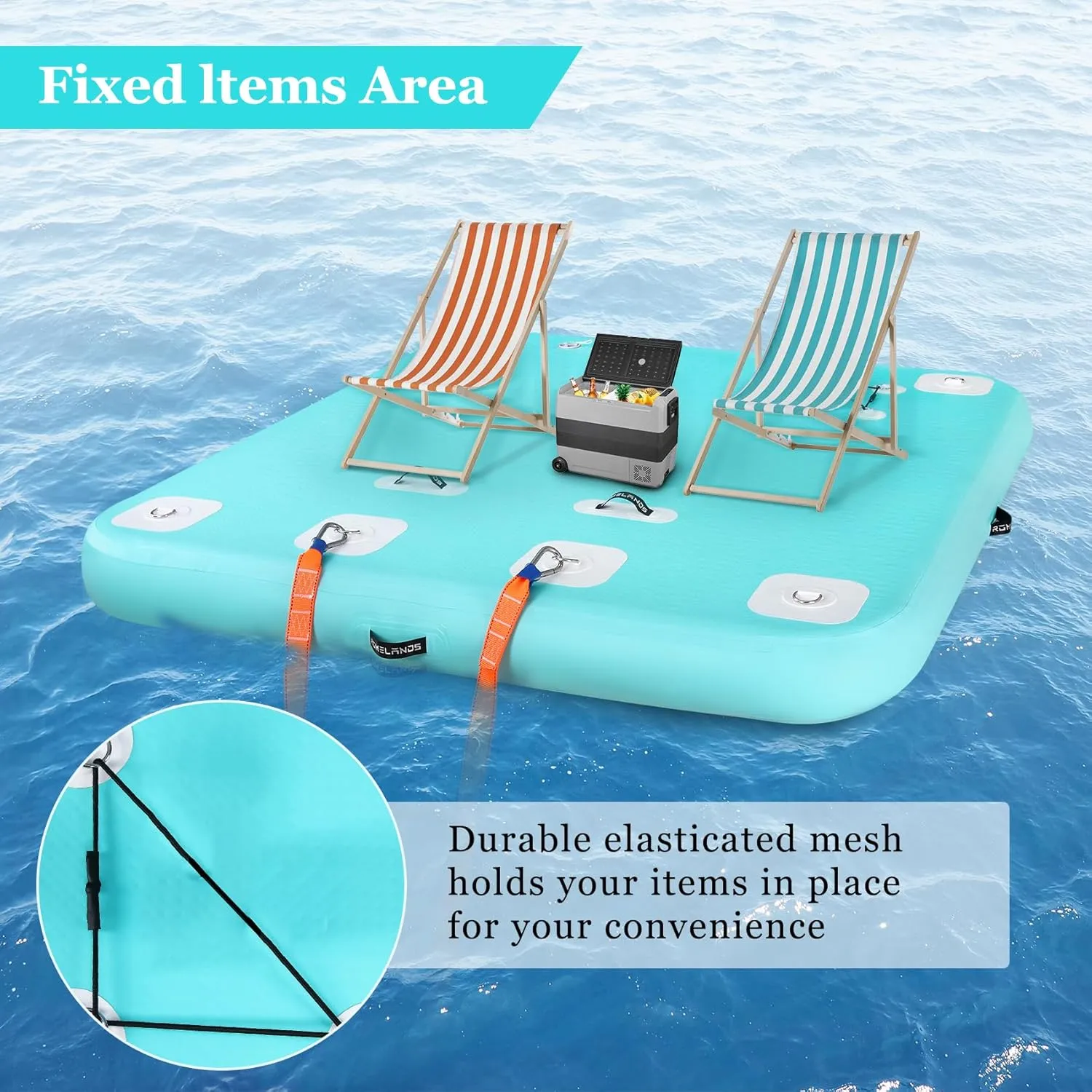 Inflatable Floating Dock, Swim Platform Floating Island Raft, Large Air Mat Inflatable Water Pad with None-Slip Surface for Lake Pool Beach Ocean