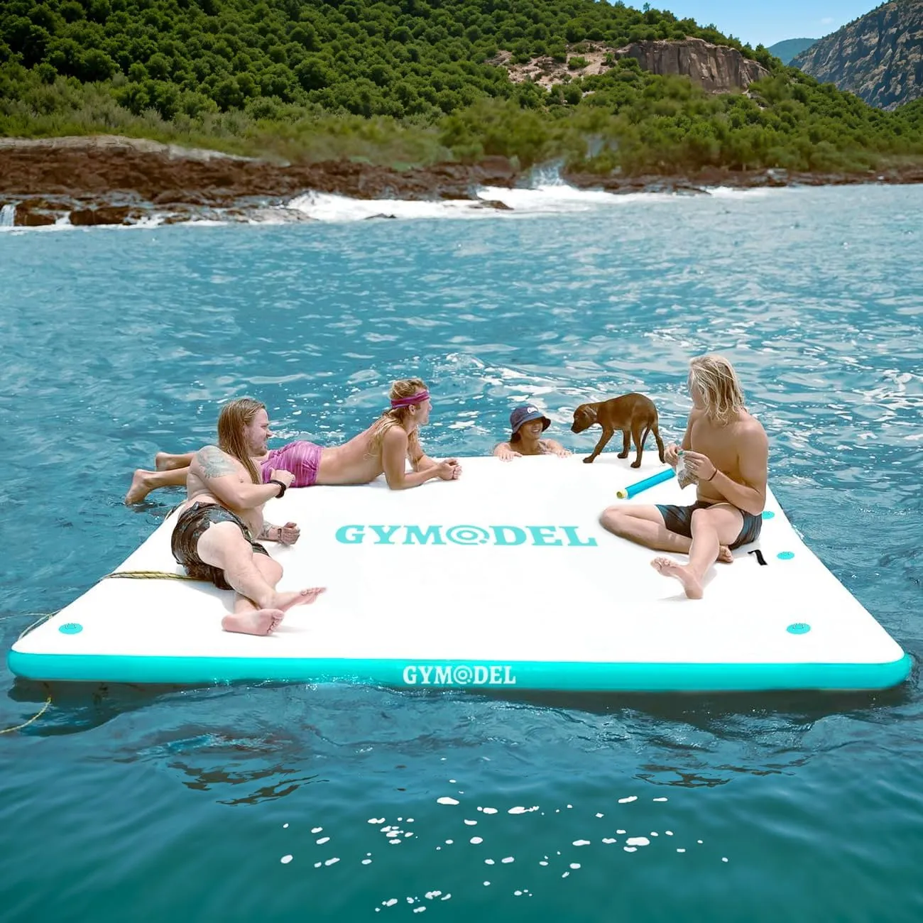Inflatable Floating Dock,Inflatable Dock Platform,6/8/10ft Air Dock Platform Floating Island Raft,Non-Slip Air Dock Platform with Detachable Ladder for Pool Beach Ocean