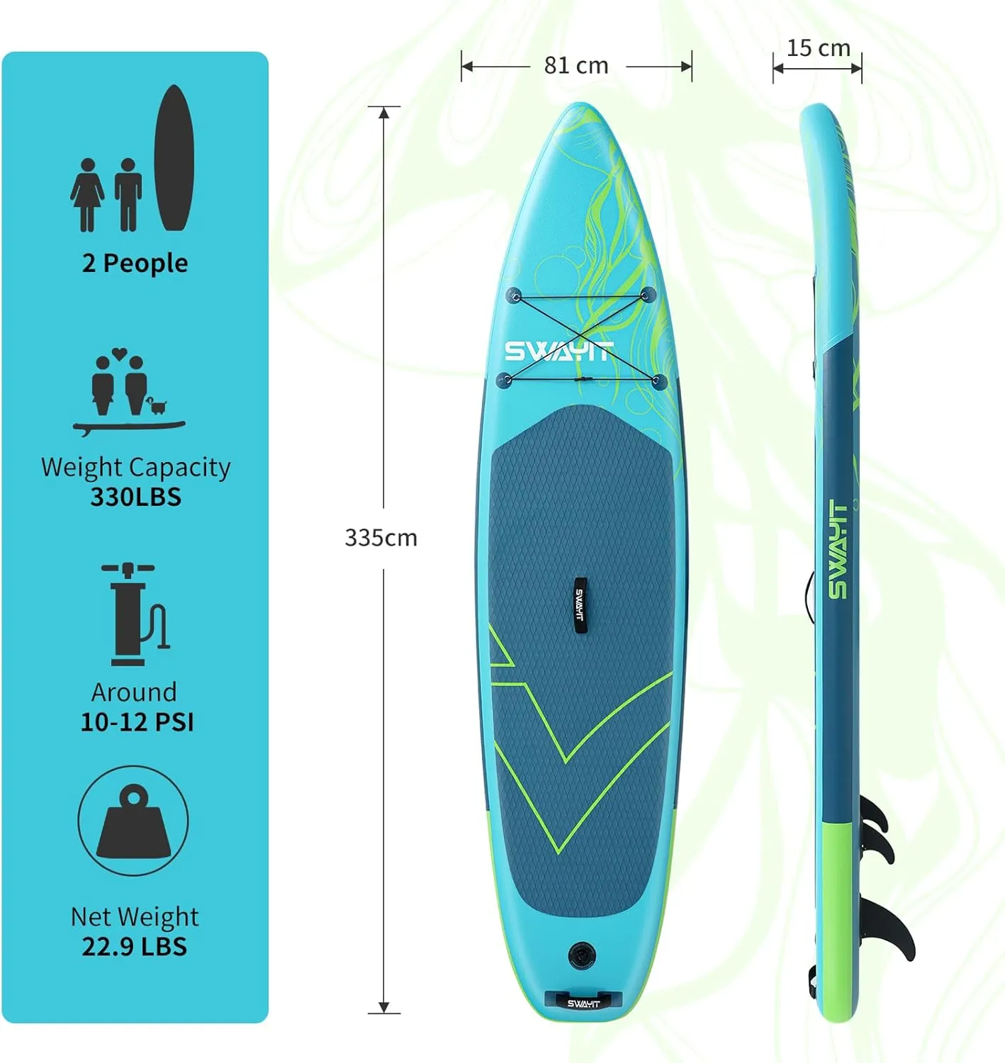 Inflatable Stand Up Paddle Board – Durable SUP with Adjustable Paddle,Dual Action Pump, Carry Bag, Ankle Leash, Non-Slip EVA Deck – All Skill Levels