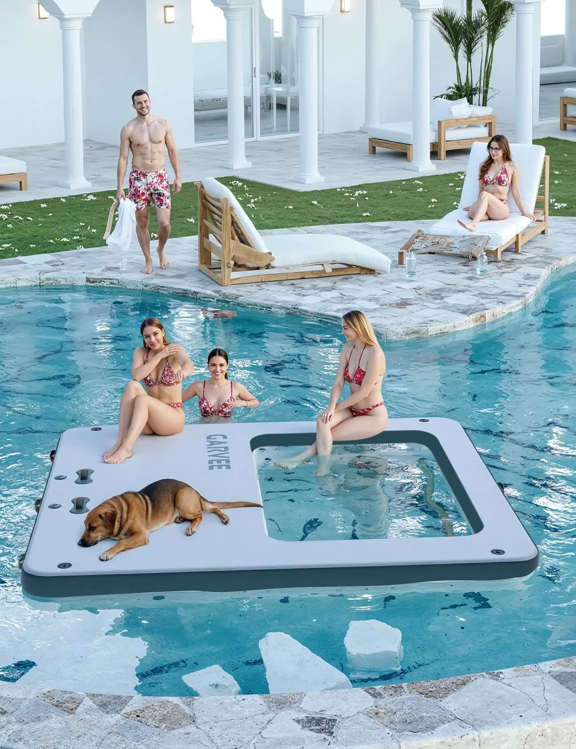 Inflatable Water Hammock Floating Dock Mesh, 10FT/8FT Sunchill Float Ring Heavy Duty River Floats Lake Raft for Tanning Pool Float Island Platform Pad Mat Party