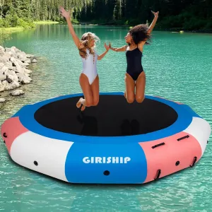 Inflatable Water Trampoline, 8/10/12/15FT Floating Lake Trampoline for Adults Portable Bounce Swim Platform for Lake, Pools with Pump and Rope Ladder