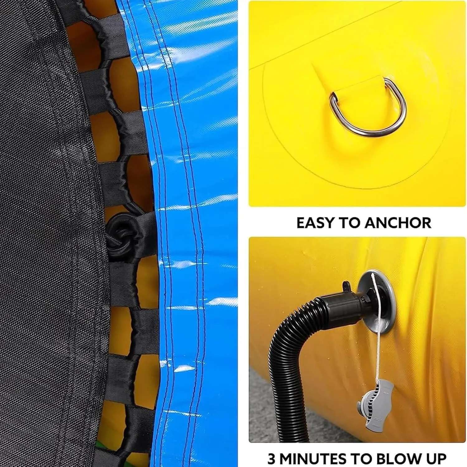 Inflatable Water Trampoline Bouncing Splash Pad with Rope Ladder, Slide and Jumping Bag for Lakes, Swimming Pools, Suitable for Adults (16.4Ft)