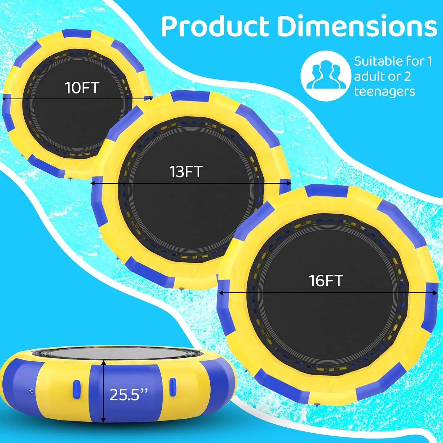 Inflatable Water Trampoline for Lake Pool Ocean，Floating Trampoline for Adults and Kids, Portable Bounce Swimming Platform for Lakes, Pools with Pump and Rope Ladder Water Park
