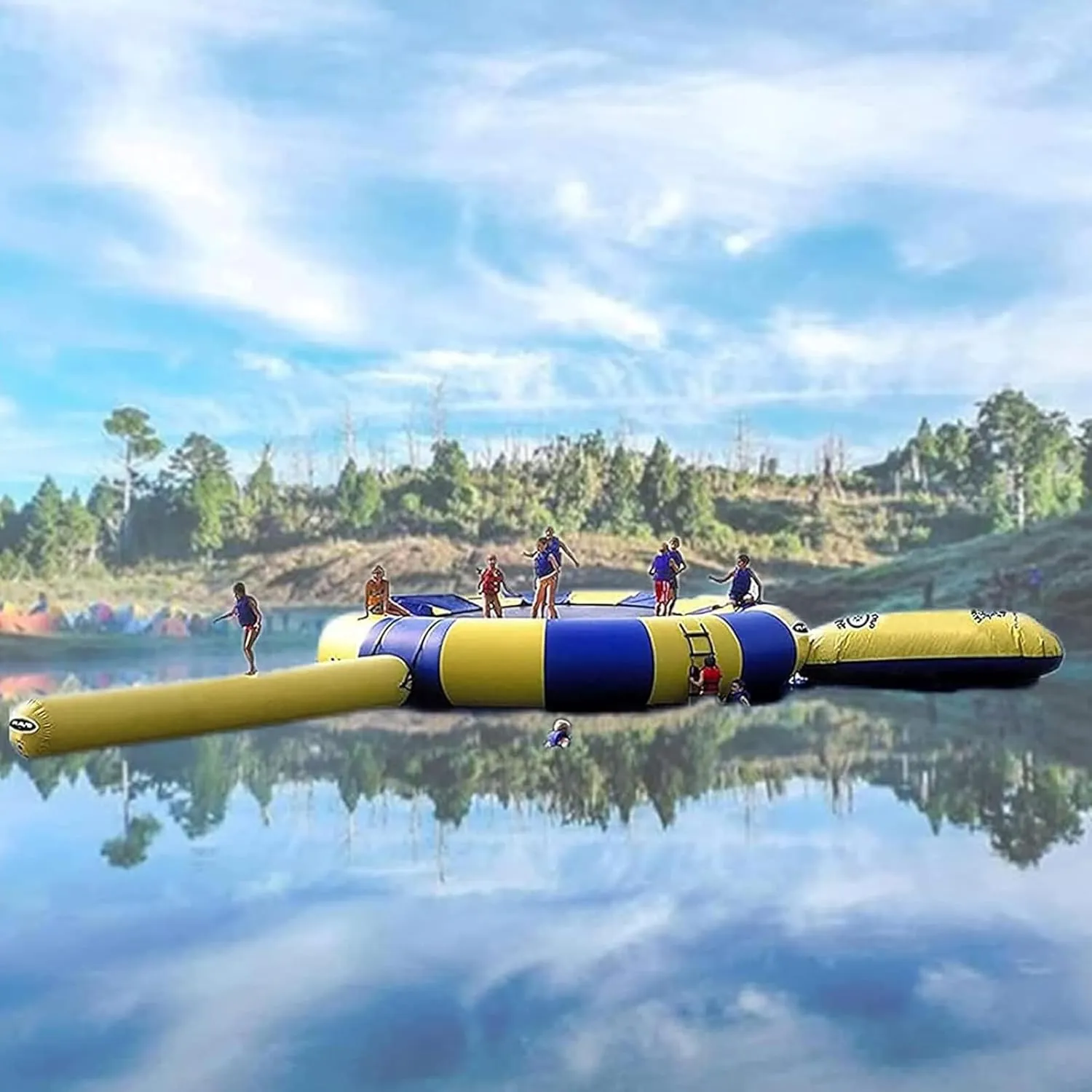 Inflatable Water Trampoline, Lake Trampoline, Water Bouncing Inflatable Diving Trampoline Bouncing Swimming Platform Sports, Trampoline Water Amusement Park