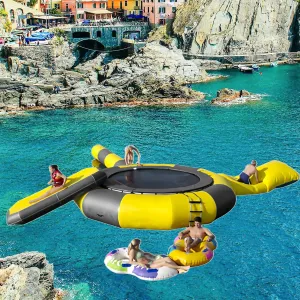Inflatable Water Trampoline with Slide for Pools and Lakes, Portable Bounce Platforms for Adults and Children, Water Sports Toy Park for Backyard Play