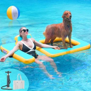 Innovative Inflatable Dog Pool Float with Seat – Durable PVC Water Raft for Adults & Dogs – Enjoy Water Fun Together – 242 lbs Capacity – Portable Floating Lounge with Carry Bag (200x120x15cm)