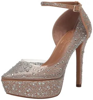 Jessica Simpson Women's Ormanda Embellished Platform Pump, Clear/Buff, 5.5