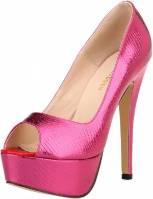 Jewelry Ladies High Heels Fashion Sexy Stilettos Open Toe Platform Crocodile Pattern Stilettos Party Dresses Wedding Shoes-Black,40 Jewelry