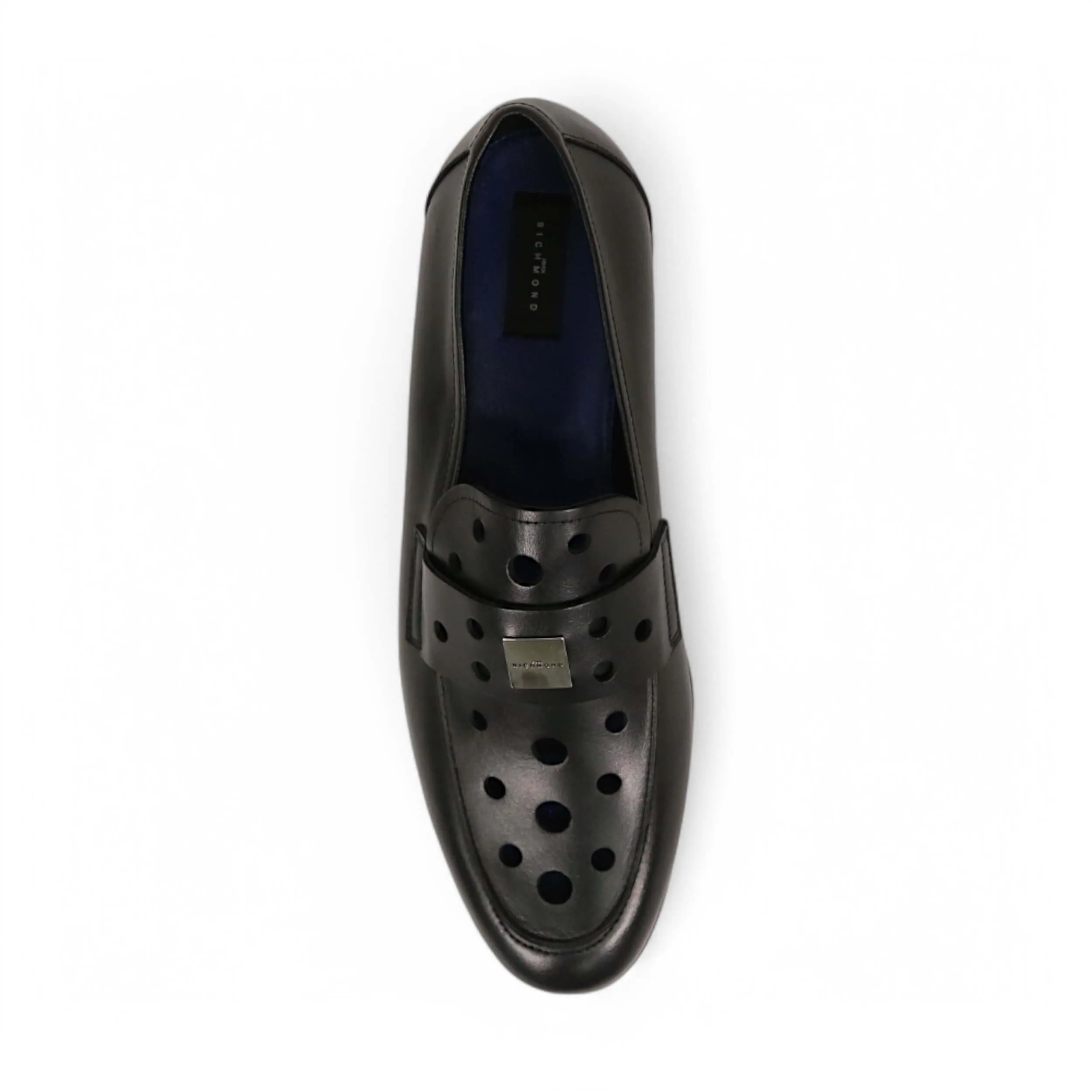 John Richmond 14025 Men's Shoes Calf-Skin Leather Perforated Slip-On Loafer (JR1012)