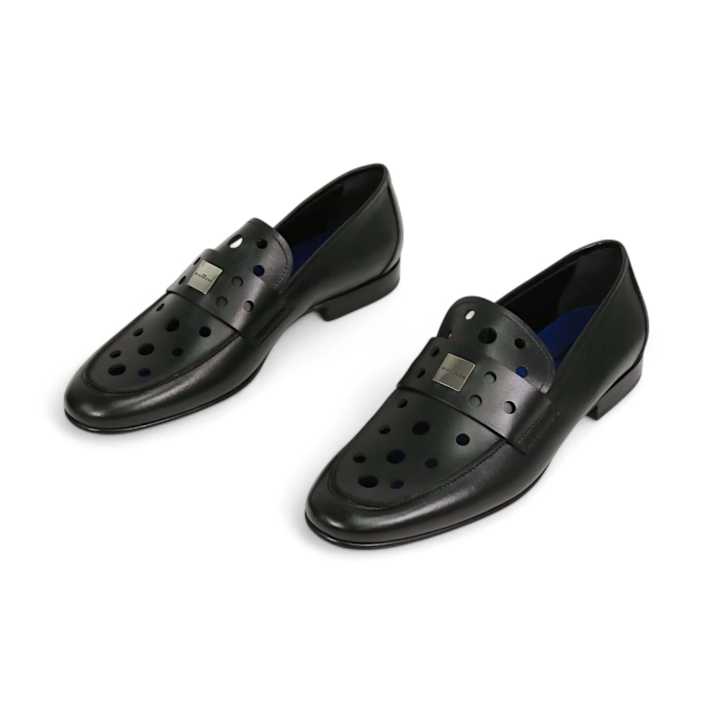 John Richmond 14025 Men's Shoes Calf-Skin Leather Perforated Slip-On Loafer (JR1012)