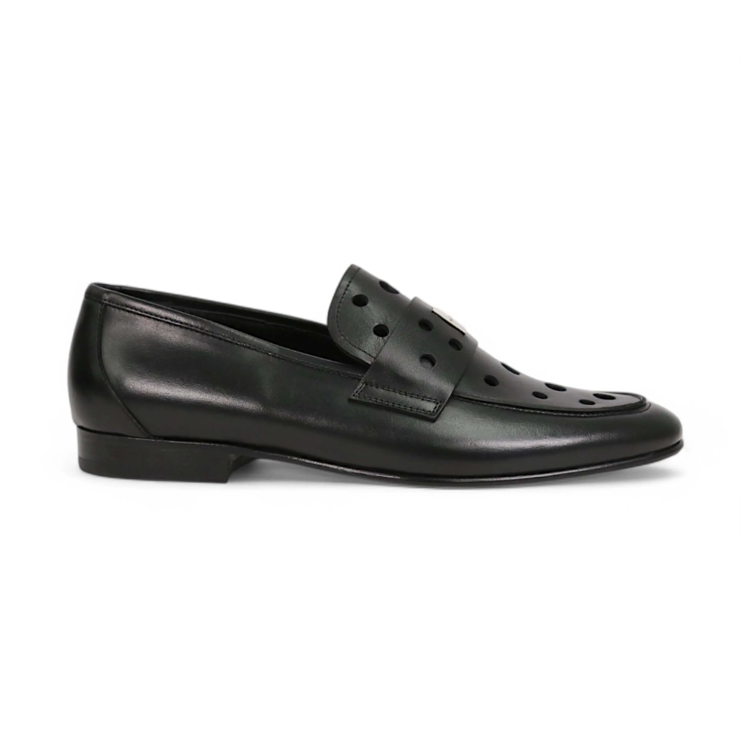 John Richmond 14025 Men's Shoes Calf-Skin Leather Perforated Slip-On Loafer (JR1012)
