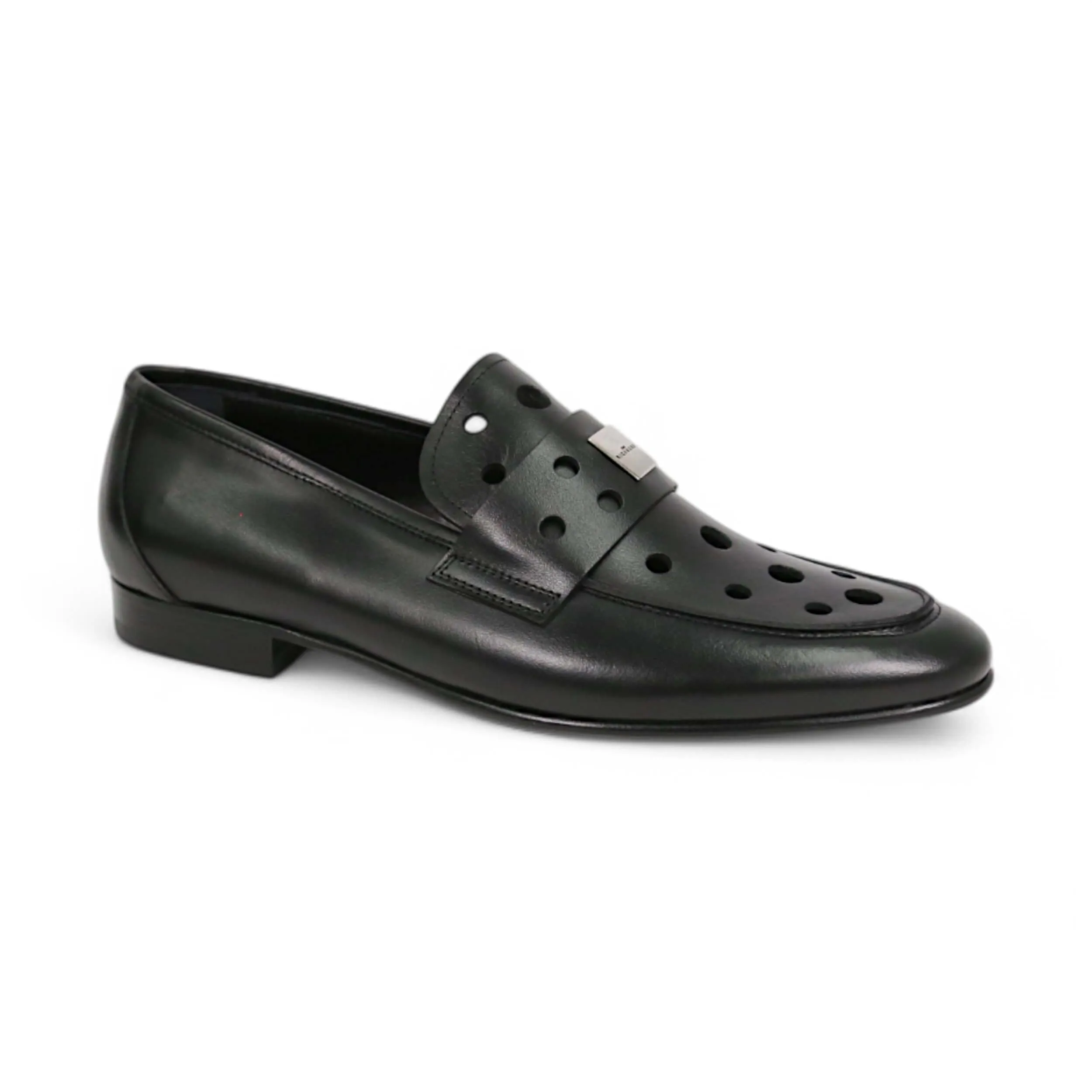 John Richmond 14025 Men's Shoes Calf-Skin Leather Perforated Slip-On Loafer (JR1012)
