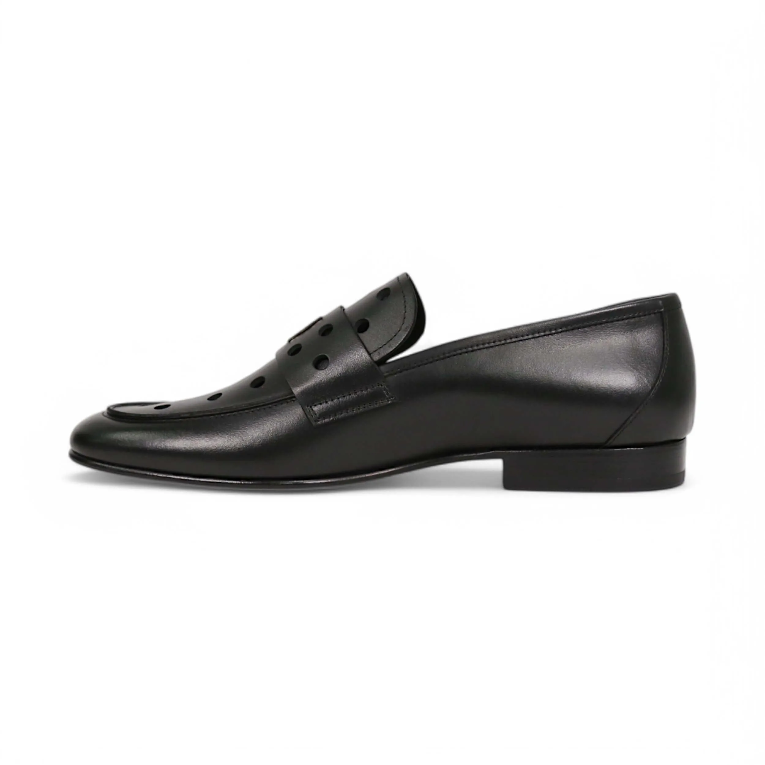 John Richmond 14025 Men's Shoes Calf-Skin Leather Perforated Slip-On Loafer (JR1012)