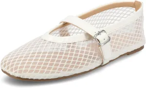 Journee Womens cushioned footbed Mesh Fabric Flats Flat Sole Casha Mary Jane Flats Buckle
