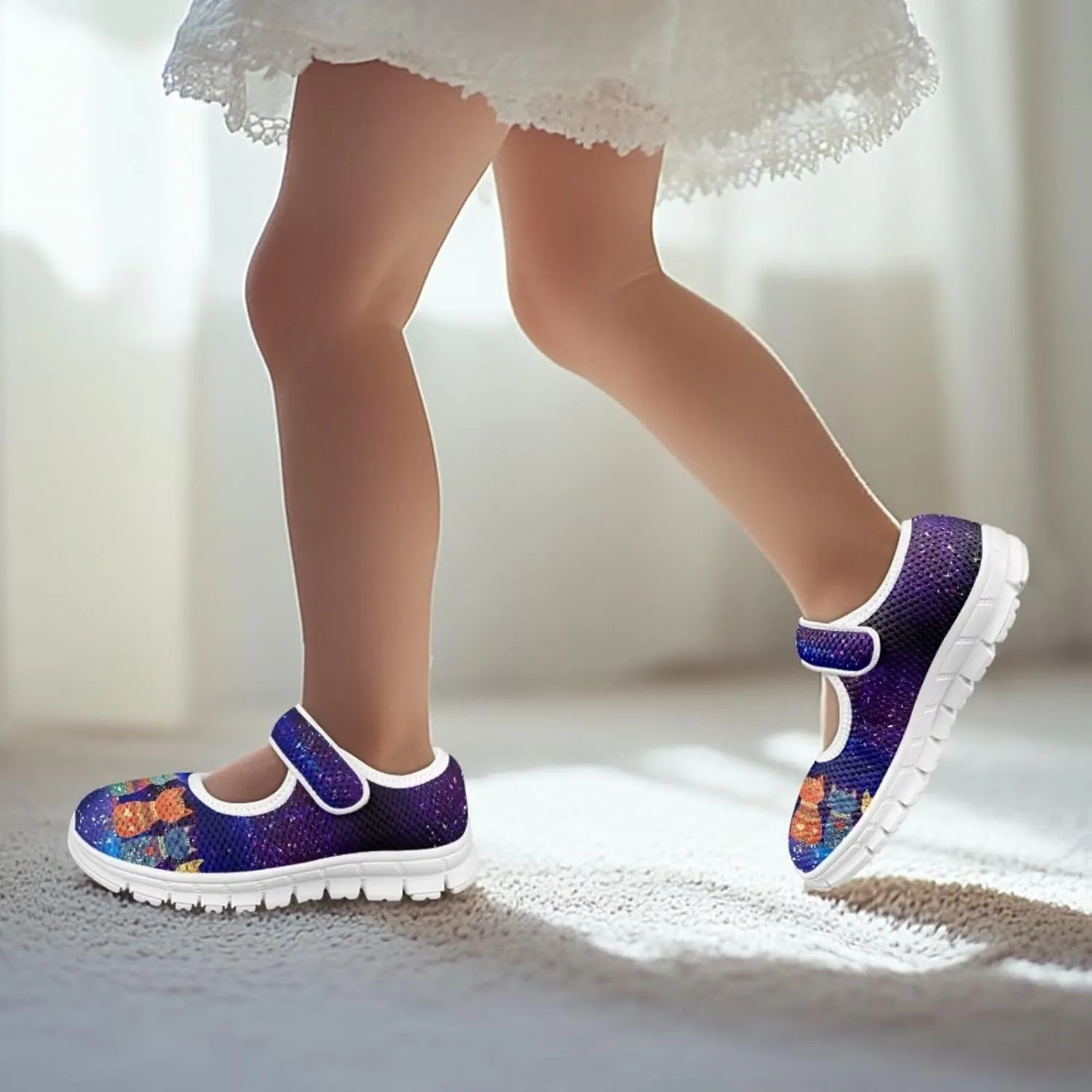 JoyLamoria Little Girls Mary Jane Shoes Cute Cat Dress Shoes for Toddler Girls Ballet Flats Party School Uniform Shoes