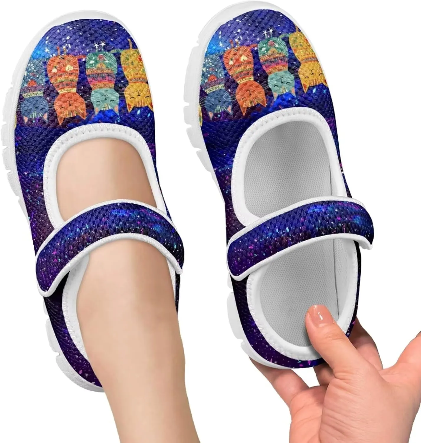 JoyLamoria Little Girls Mary Jane Shoes Cute Cat Dress Shoes for Toddler Girls Ballet Flats Party School Uniform Shoes