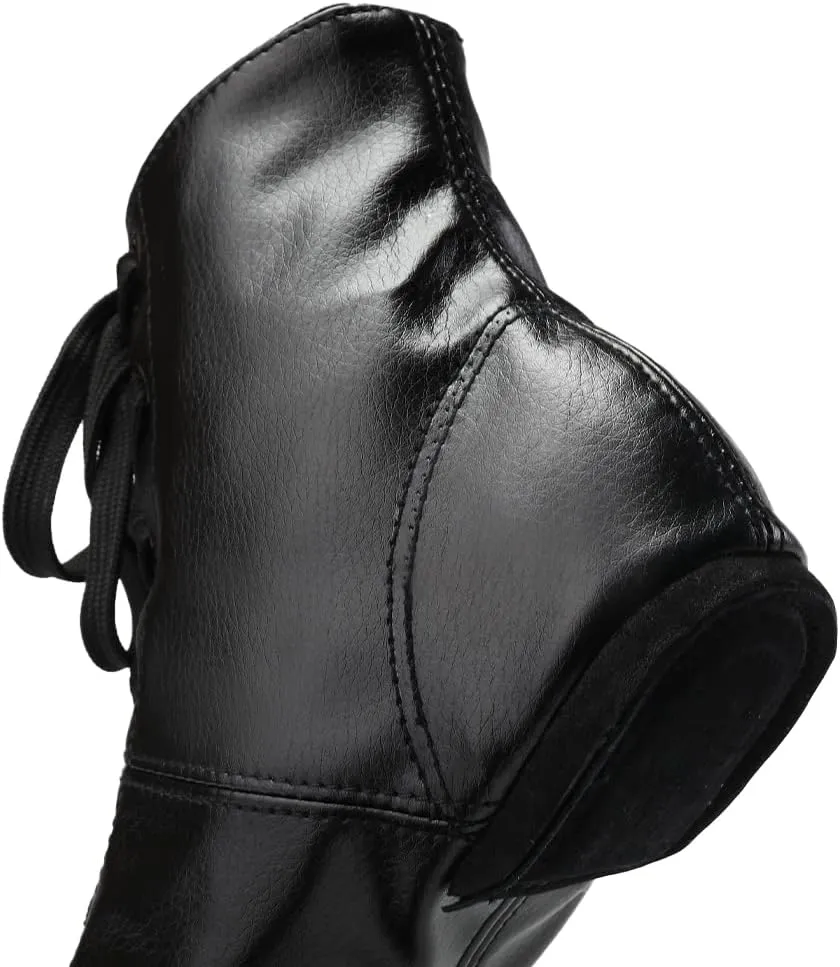 JUODVMP Women's Boot Jazz Shoes Leather Upper and Suede Split Sole Jazz Ballet Yoga Dance Shoes,Model TJGDBPUJS