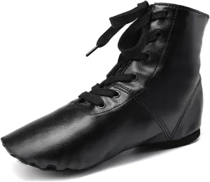 JUODVMP Women's Boot Jazz Shoes Leather Upper and Suede Split Sole Jazz Ballet Yoga Dance Shoes,Model TJGDBPUJS