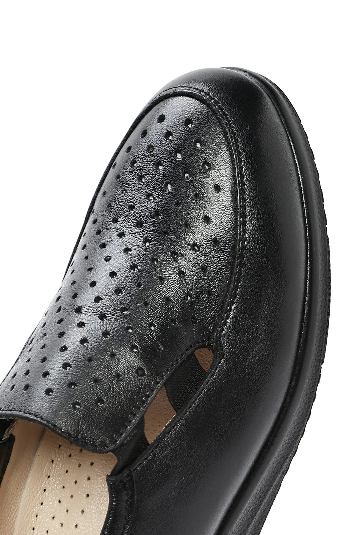 Kadın Siyah Dolgu Topuklu Deri Comfort Loafer