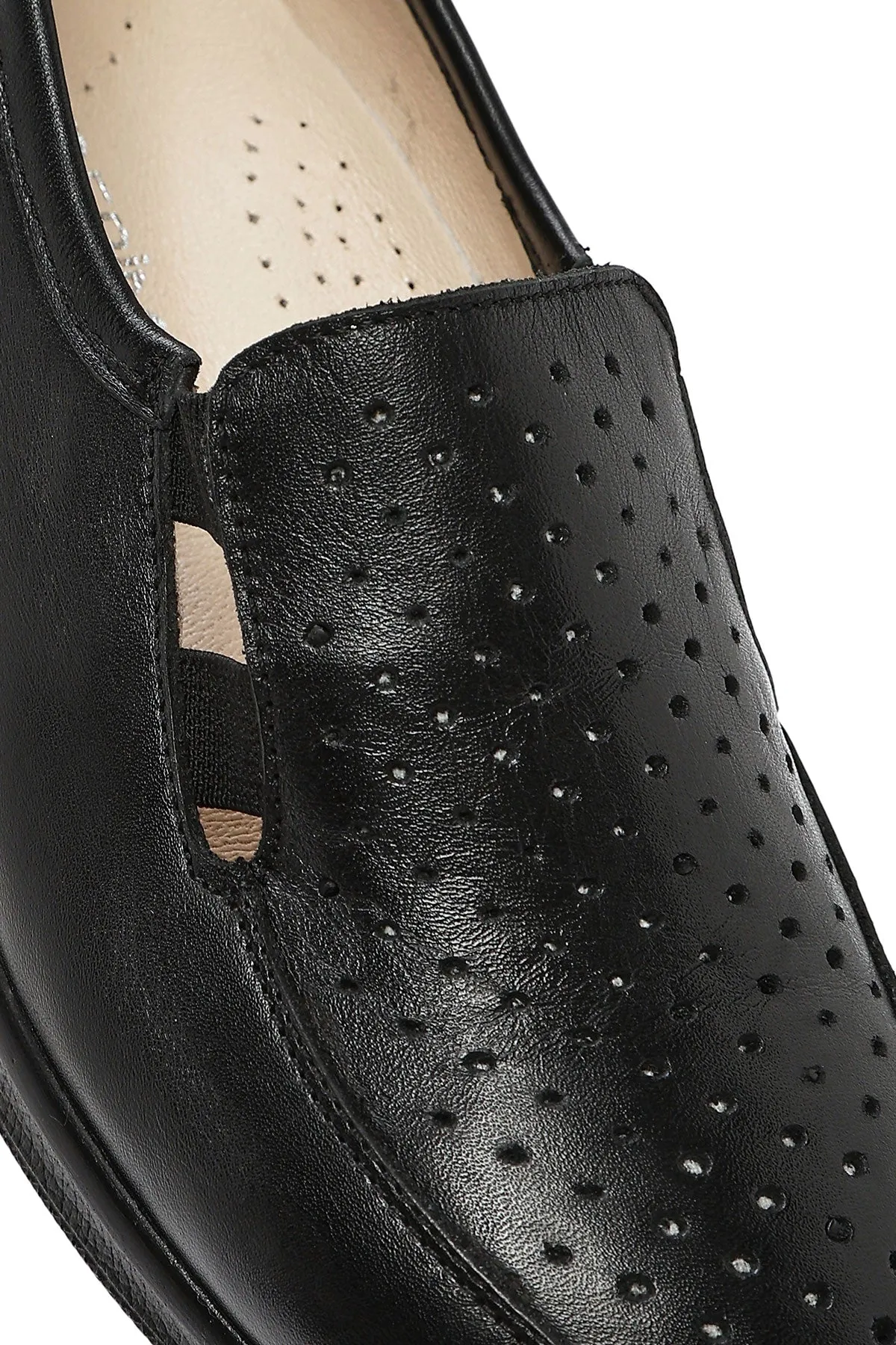 Kadın Siyah Dolgu Topuklu Deri Comfort Loafer