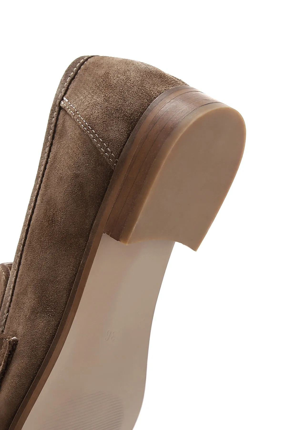 Kadın Taba Süet Deri Tokalı Loafer