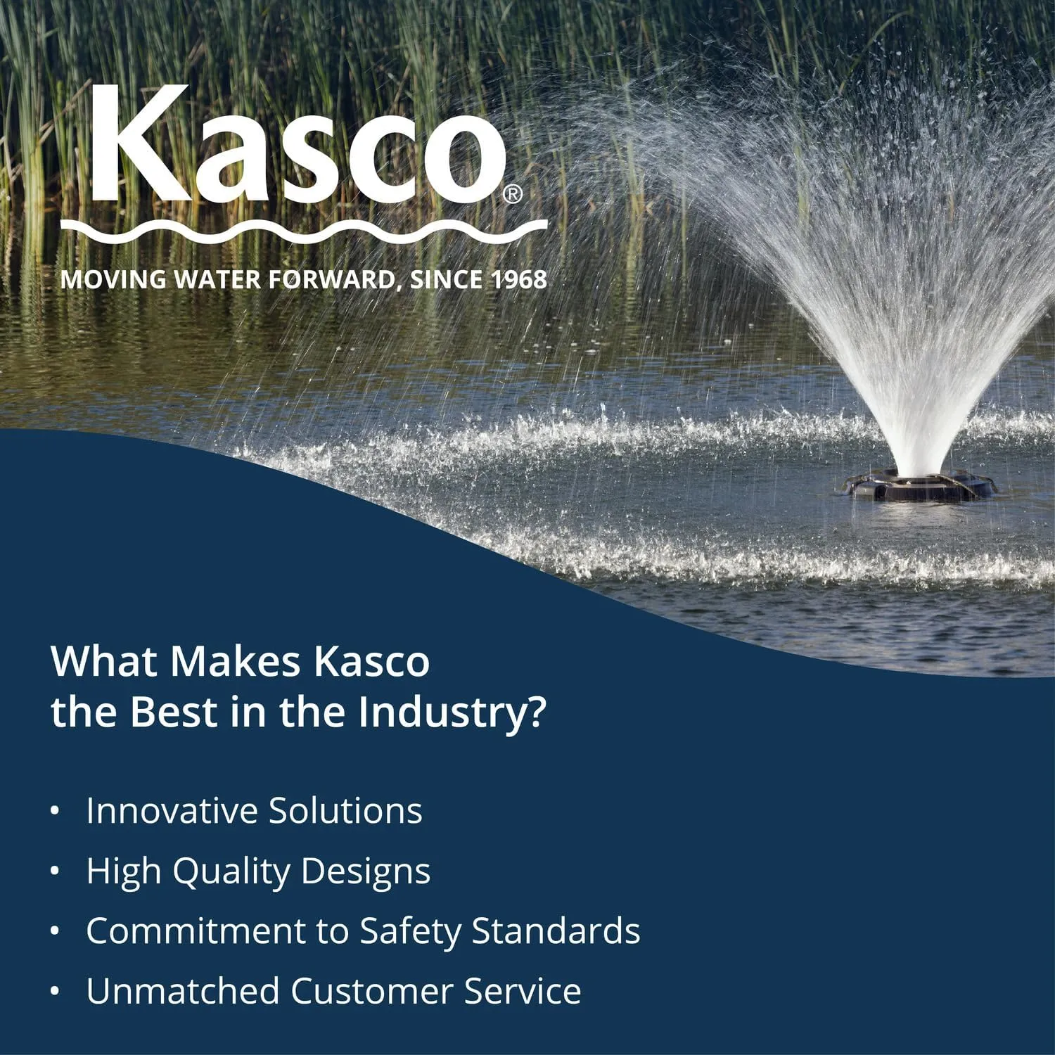 Kasco VFX Series Aerating Pond Fountain – 5 Horse Power 240V Single Phase, 250 ft Electric Power Cord | Pond Aerator Pump for Ponds & Lakes | Efficient Pond Aeration Systems