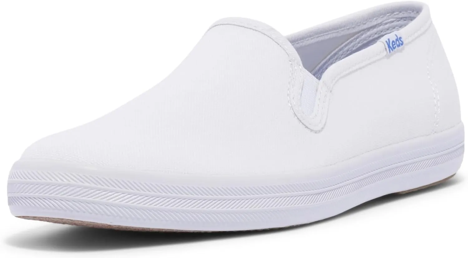Keds Women's Champion Slip on Sneaker, White Canvas, 12 Narrow