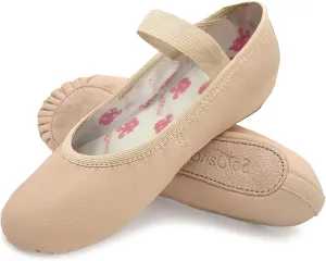 Kids Leather Ballet Shoes, Elastic Casing, Full Sole Slipper, Bella - SD69s