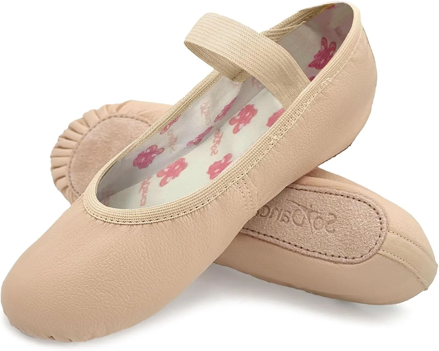 Kids Leather Ballet Shoes, Elastic Casing, Full Sole Slipper, Bella - SD69s