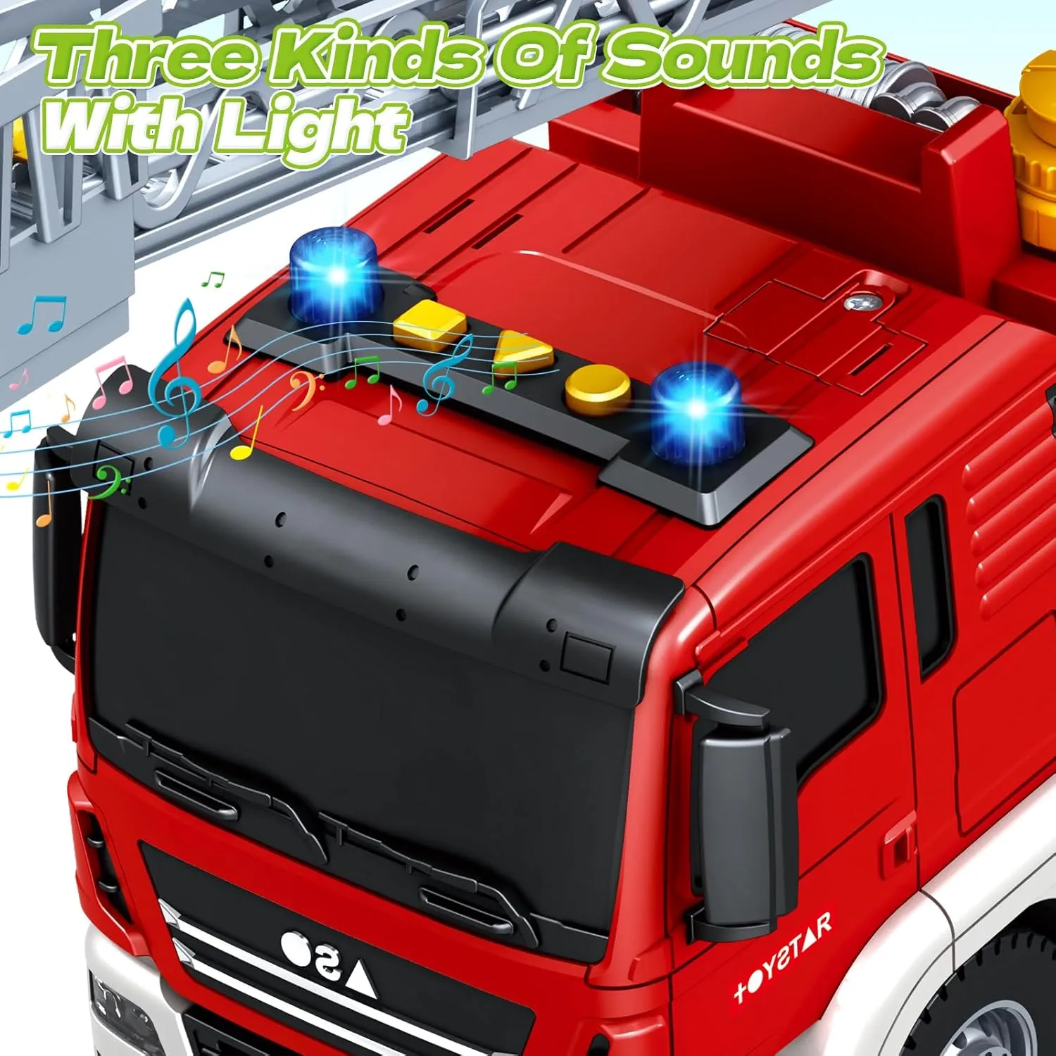 Kids Toys for 3 4 5 6 7 8 Years Old Boys, Large Fire Truck Toy, Friction Powered Fire Rescue Truck Vehicle Toy with Lights and Sirens Sounds, Water Pump, Ladder, Birthday Gifts for Boys Girls
