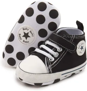 KIDSUN Unisex Baby Boy Girl Canvas Sneaker Soft Sole Infant Lace up Newborn Ankle Toddler First Walkers Crib Shoes